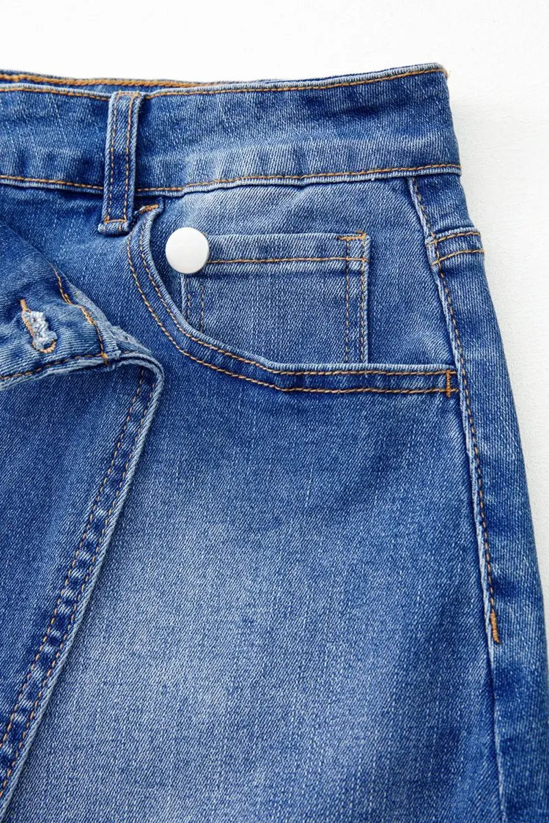 Ashleigh Blue Wrapped Crossed Waist Denim Mini Skirt Casual - Love Salve